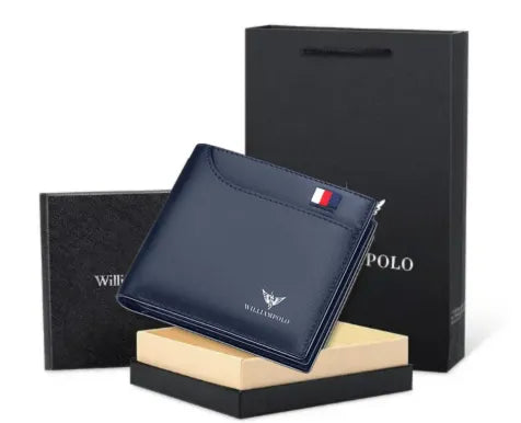 Carteira Masculina Valenteo Slim em Couro Azul