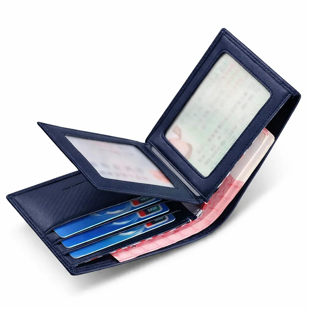 Carteira Masculina Valenteo Slim em Couro Azul Bari