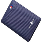 Carteira Masculina Valenteo de Luxo em Couro Azul - Fibra de Carbono