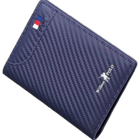 Carteira Masculina Valenteo de Luxo em Couro Azul - Fibra de Carbono