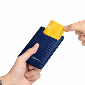 Carteira Masculina Valenteo de Luxo em Couro Azul - Fibra de Carbono