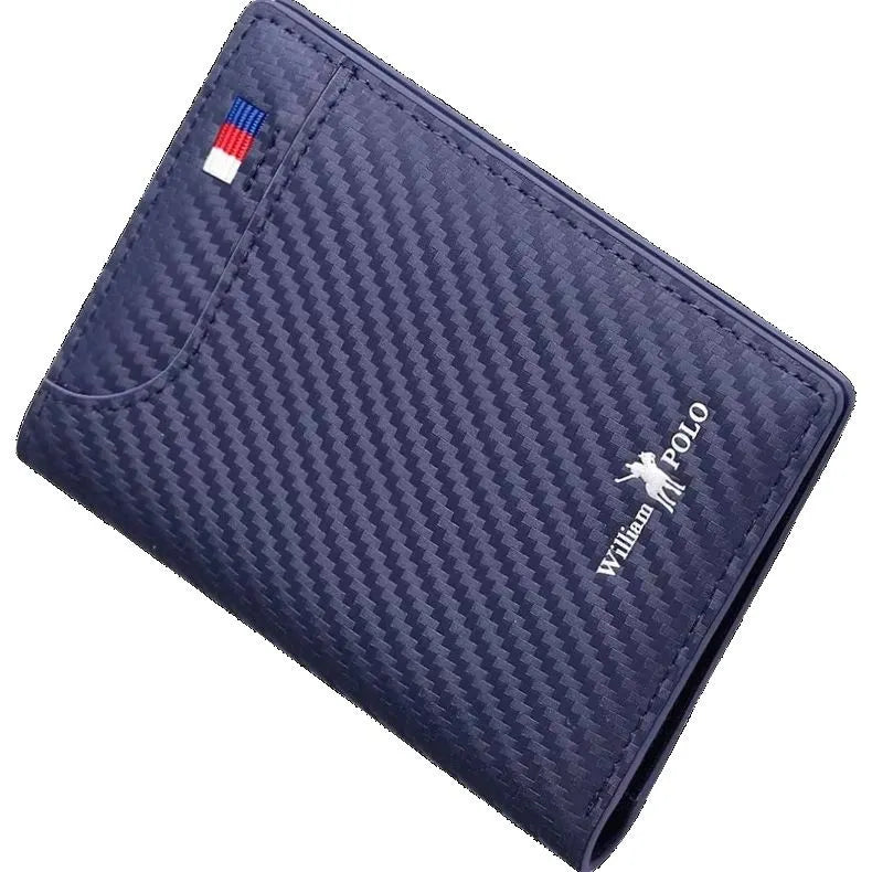 Carteira Masculina Valenteo de Luxo em Couro Azul - Fibra de Carbono