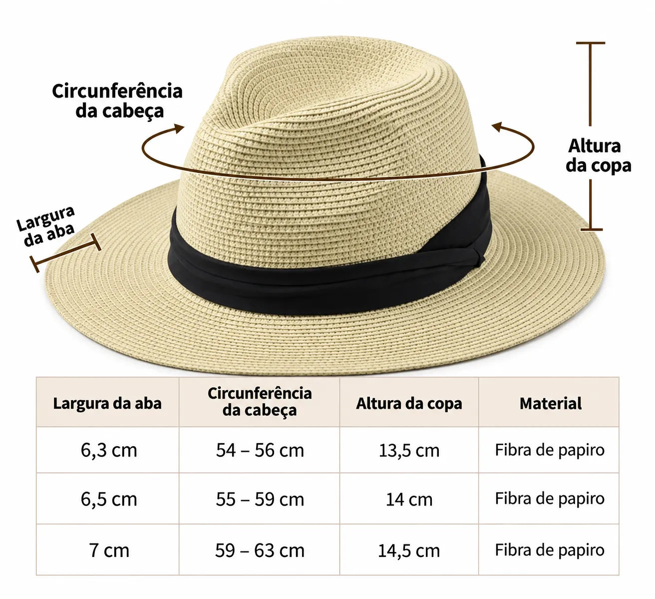 Chapéu Panamá Masculino Valenteo Bege