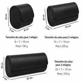 Case Porta Relógios em Couro Valenteo Preto