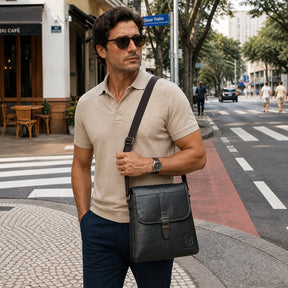 Shoulder Bag Masculina Valenteo Chicago Preta