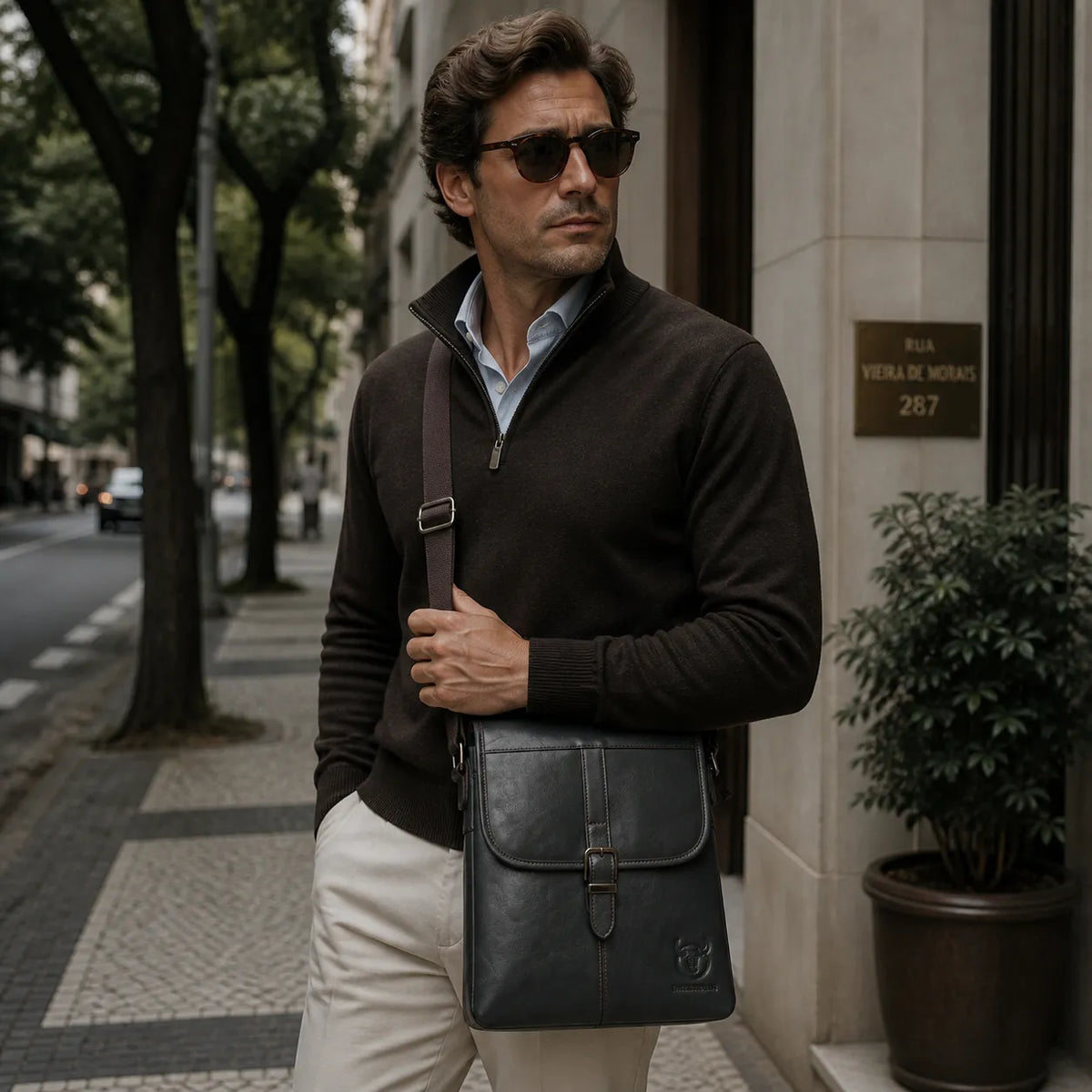 Shoulder Bag Masculina Valenteo Chicago Preta
