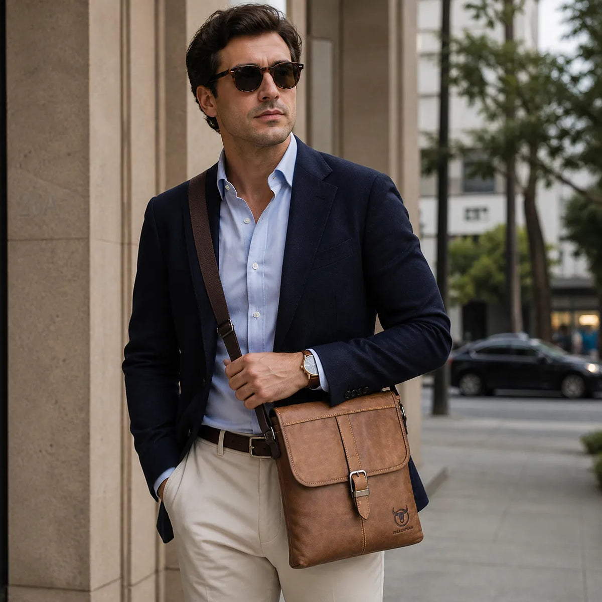 Shoulder Bag Masculina Valenteo Chicago Marrom