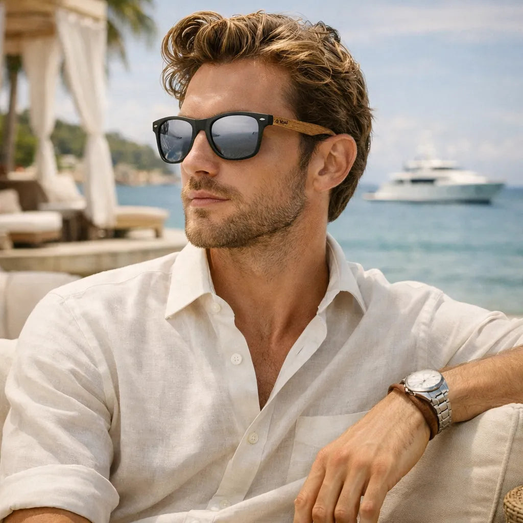 Óculos de Sol Masculino Valenteo Wood Prata