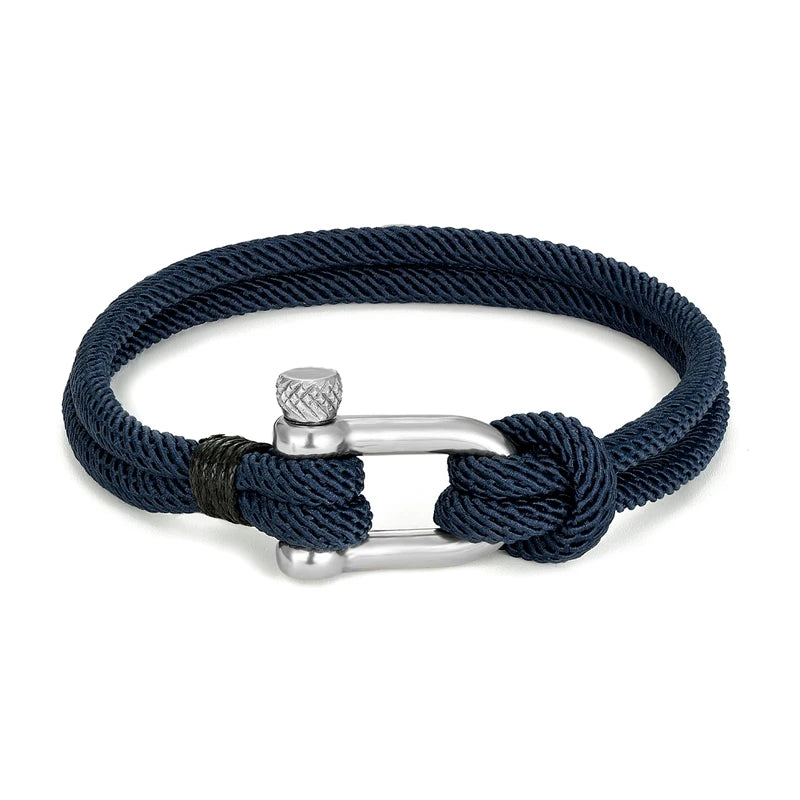 Pulseira Masculina em Aço com Corda Trançada Nauter