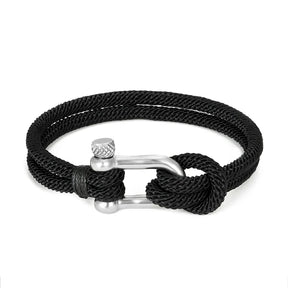 Pulseira Masculina em Aço com Corda Trançada Nauter