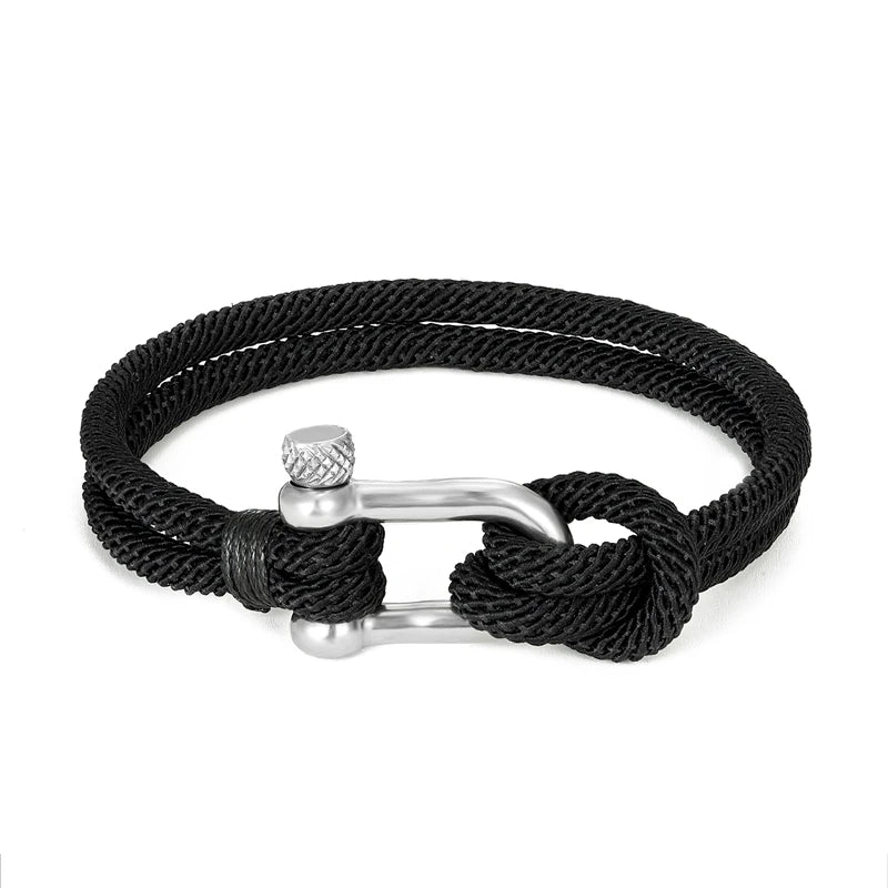 Pulseira Masculina em Aço com Corda Trançada Nauter