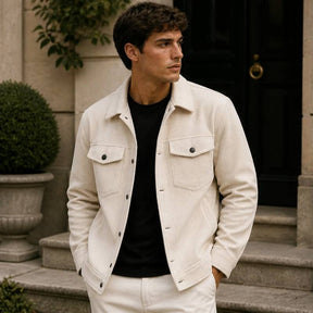 Jaqueta Masculina Couro Bege Valenteo