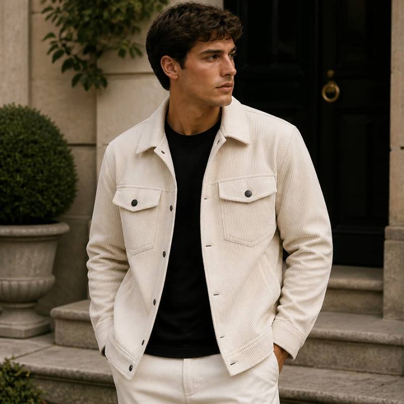 Jaqueta Masculina Couro Bege Valenteo