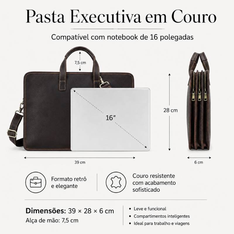 Pasta em Couro Masculino 