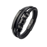 Pulseira Masculina de Couro Valenteo Corsini Preto