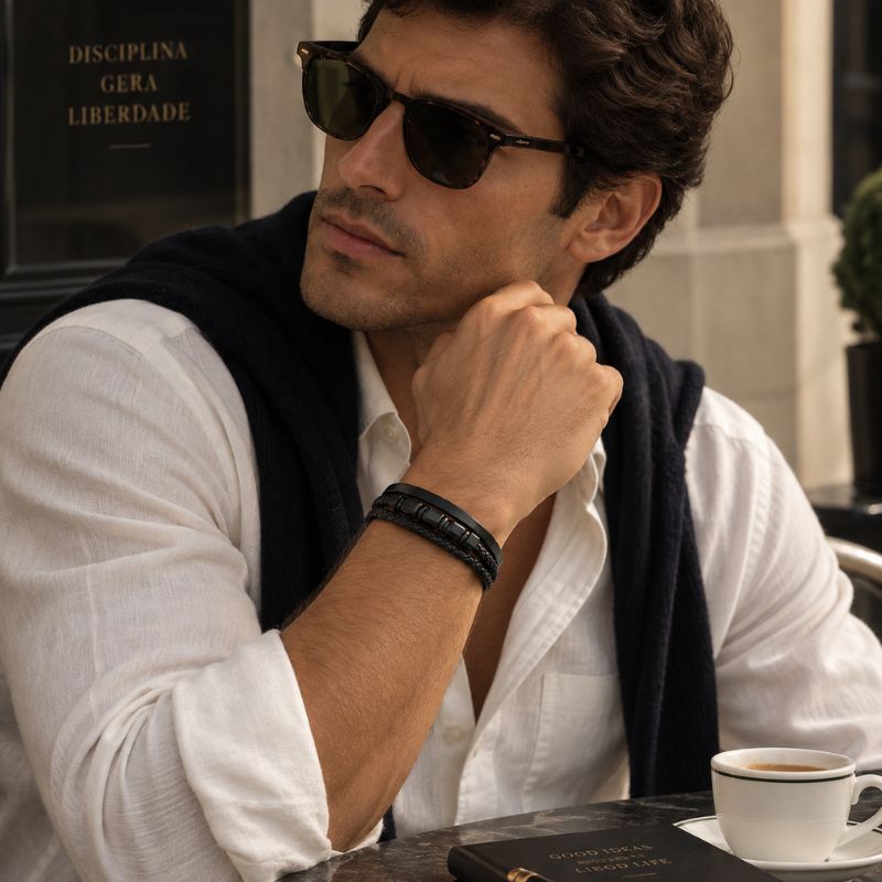 Pulseira Masculina de Couro Valenteo Corsini Modelo