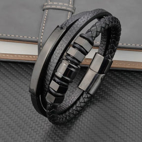 Pulseira Masculina de Couro Valenteo Corsini Preto em Couro