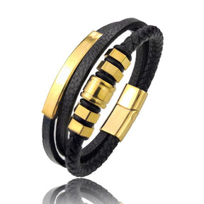 Pulseira Masculina de Couro Valenteo Corsini Dourado