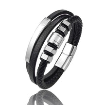 Pulseira Masculina de Couro Valenteo Corsini Prata
