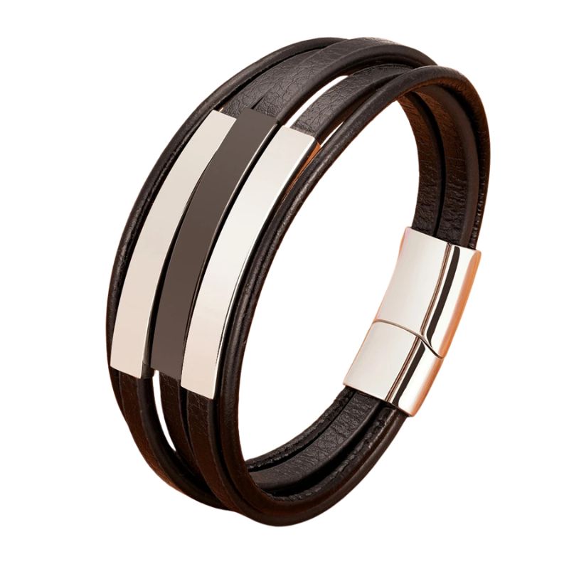Pulseira Masculina de Couro Valenteo Ellington