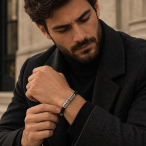 Pulseira Masculina Elegante de Couro Valenteo Fairfax 
