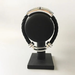 Pulseira Masculina de Couro Preta