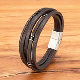 Pulseira Masculina de Couro Valenteo Lucero Cor Marrom