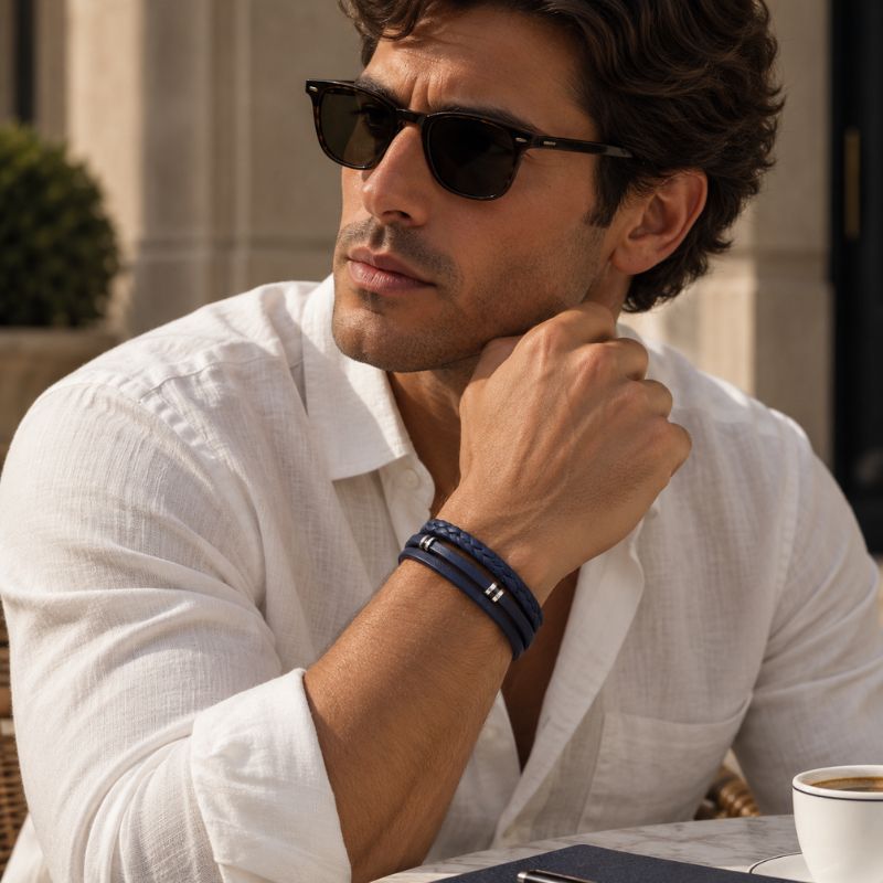Pulseira Masculina de Couro Valenteo Lucero Modelo