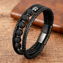 Pulseira Masculina pedra vulcânica