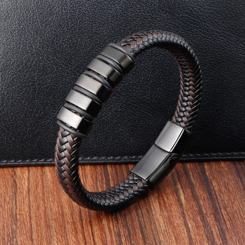 Pulseira Masculina couro trançado