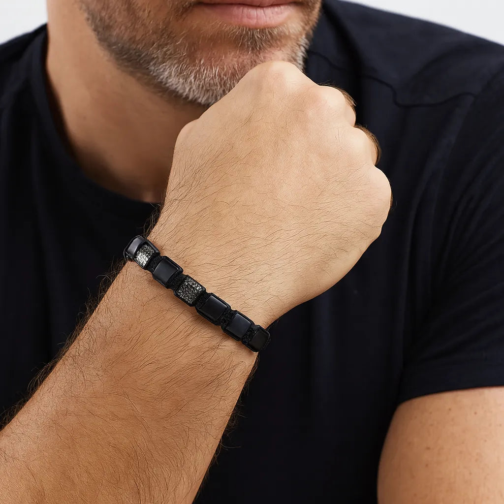 Pulseira Masculina Valenteo Stone Obsidian