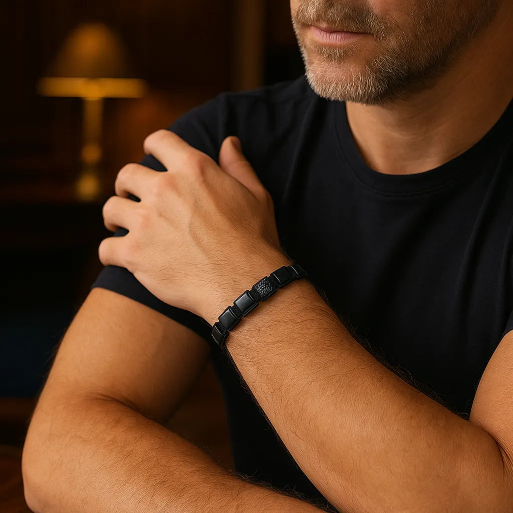 Pulseira Masculina Valenteo Stone Obsidian