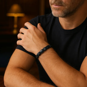 Pulseira Masculina Valenteo Stone Obsidian