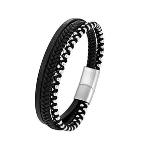 Pulseira de Couro Masculina Valenteo Bravio Preto