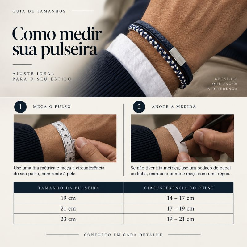 Pulseira de Couro Masculina Valenteo Bravio Como Medir Pulseira
