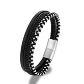 Pulseira de Couro Masculina Valenteo Preto