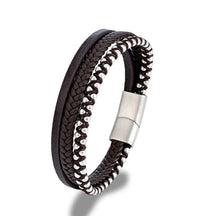 Pulseira de Couro Masculina Valenteo Preto Marrom