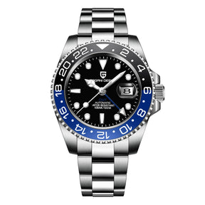 Relógio Automático Preto Azul GMT Date