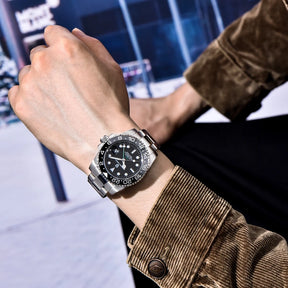 Relógio Automático Preto Cinza GMT Date