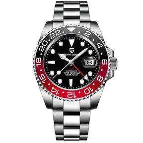 Relógio Automático Preto Vermelho GMT Date