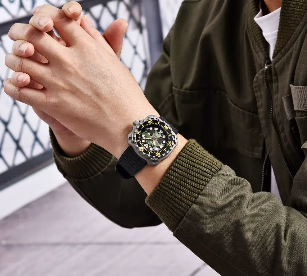 Relógio Masculino Militar Prata Verde Delta Raider