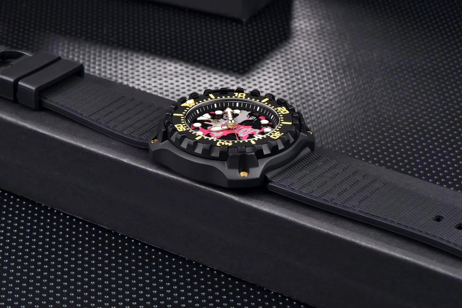 Relógio Masculino Militar Preto Rosa Delta Raider