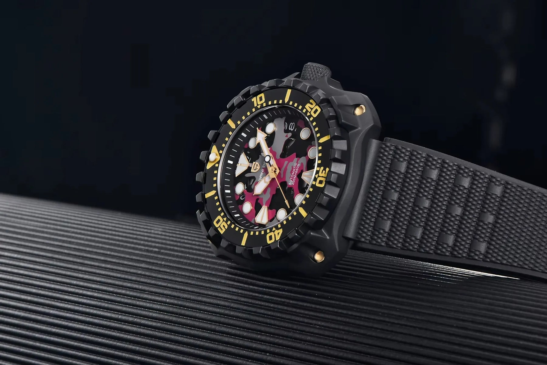 Relógio Masculino Militar Preto Rosa Delta Raider