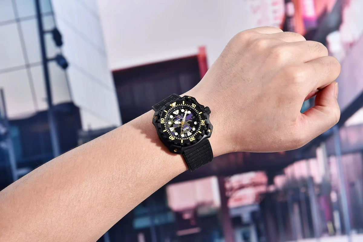 Relógio Masculino Militar Preto Roxo Delta Raider