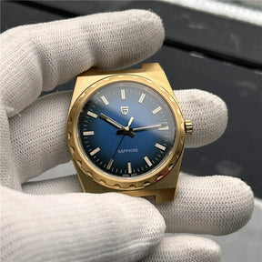Relógio Quartzo Ultra Slim VLX Dourado Azul