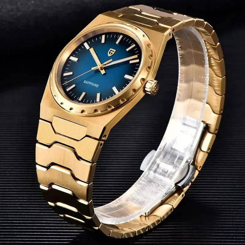 Relógio Quartzo Ultra Slim VLX Dourado Azul