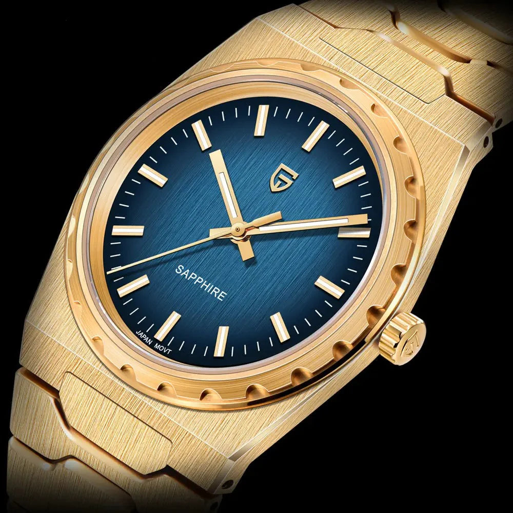 Relógio Quartzo Ultra Slim VLX Dourado Azul