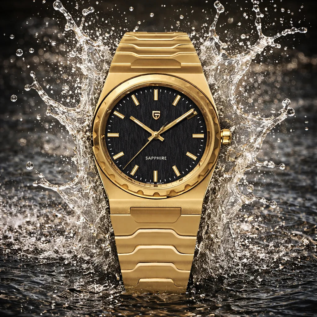 Relógio Quartzo Ultra Slim VLX Dourado Preto