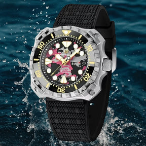 Relógio Masculino Militar Prata Rosa Delta Raider