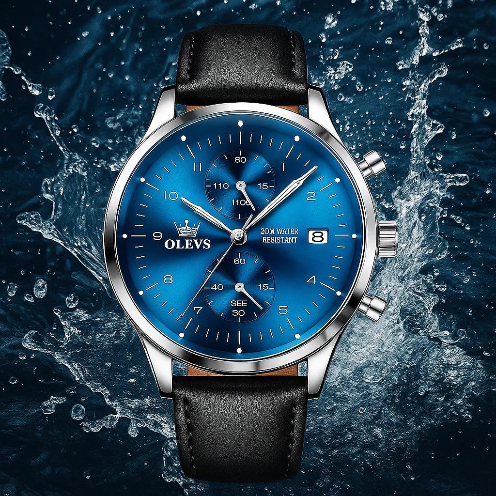 Relógio Cronógrafo Azul Crono Classic